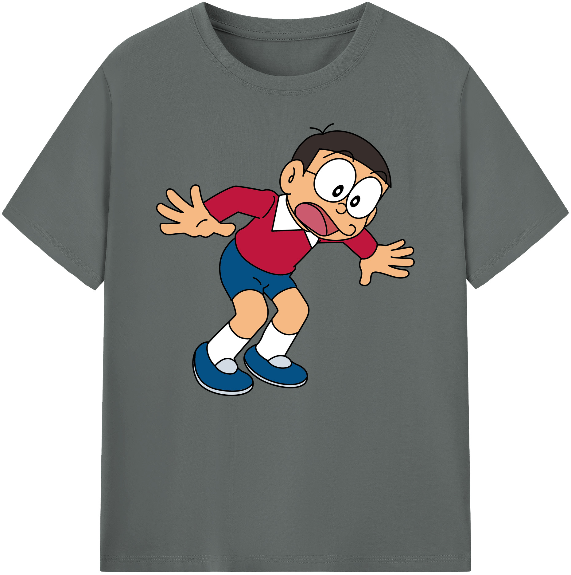 （画像用） ドラえもん 野比 のび太 Doraemon Nobita Nobi 綿100％ メンズ半袖Tシャツ｜肌触りやわらか＆通気性